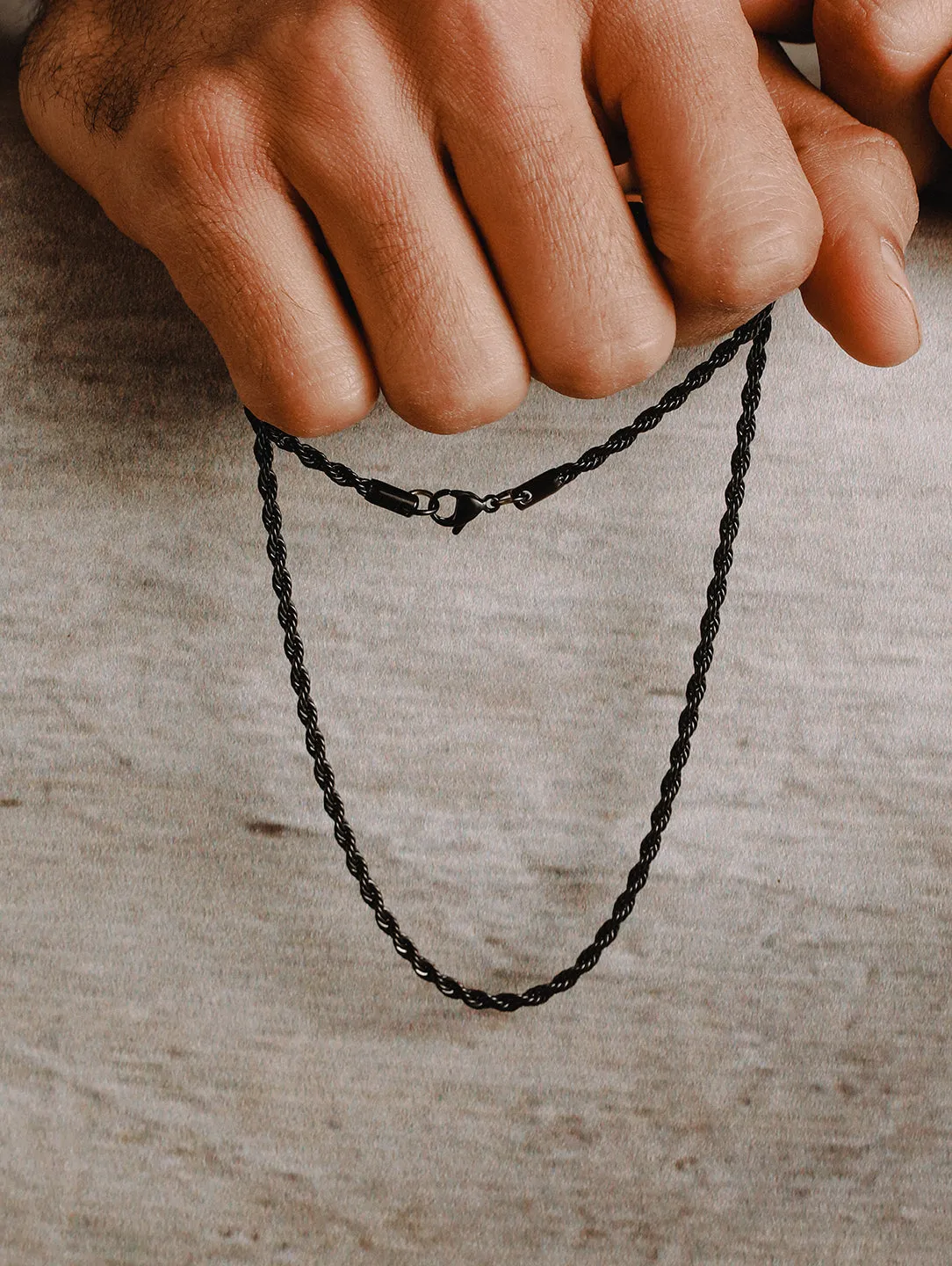 Men Black-Toned & Black Plated Stainless Steel Chain Necklace