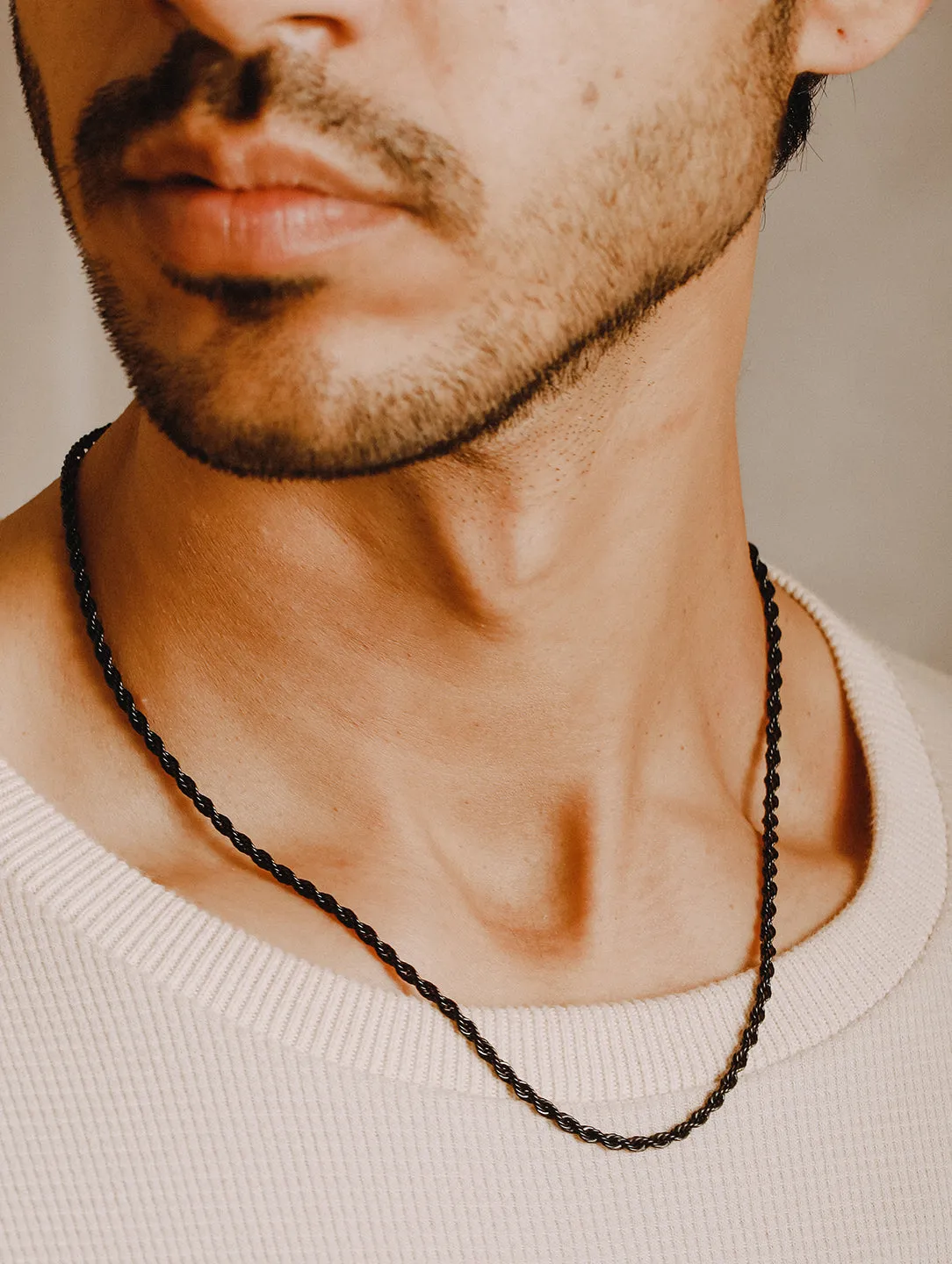 Men Black-Toned & Black Plated Stainless Steel Chain Necklace