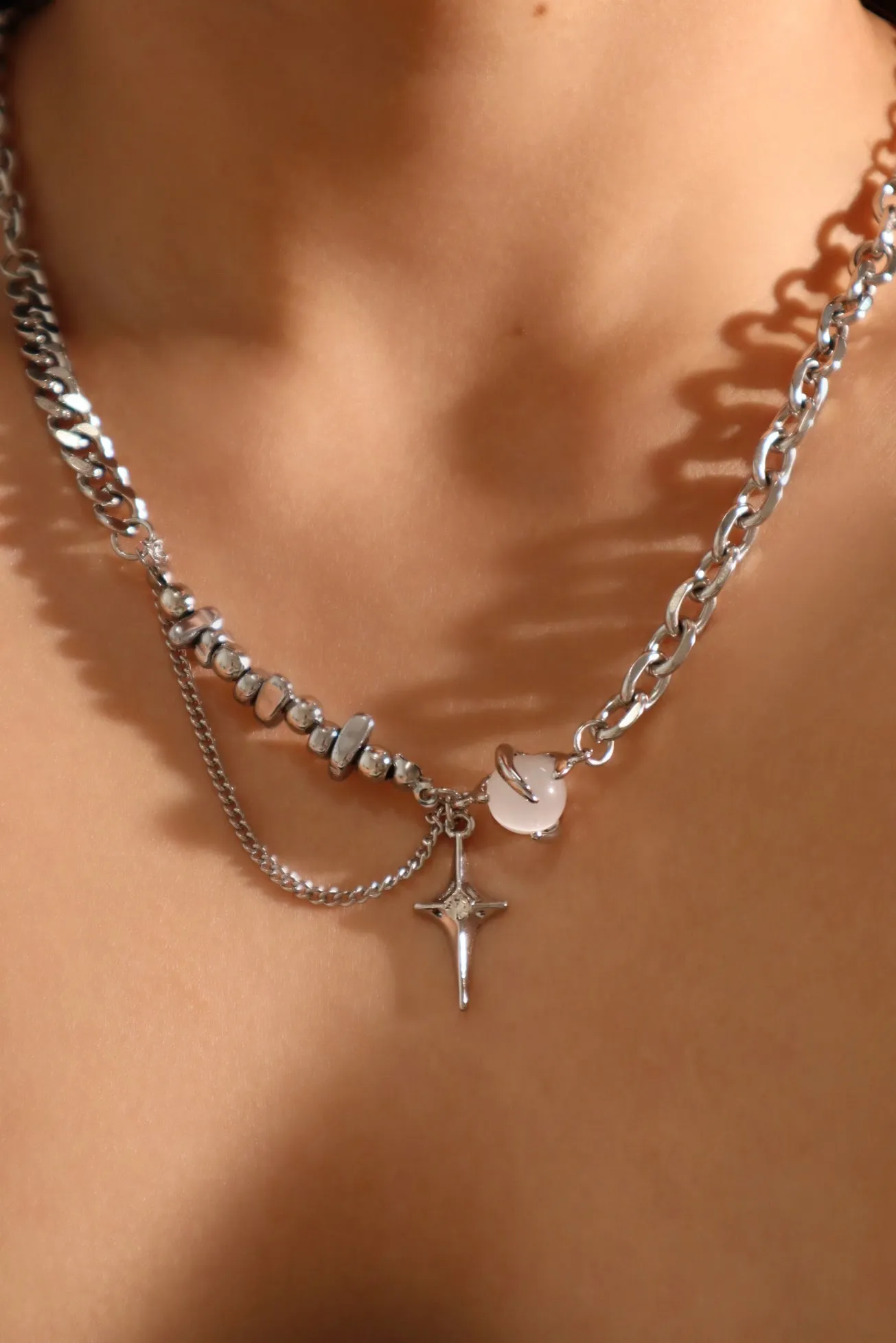 Moon Gem Star Chain Necklace