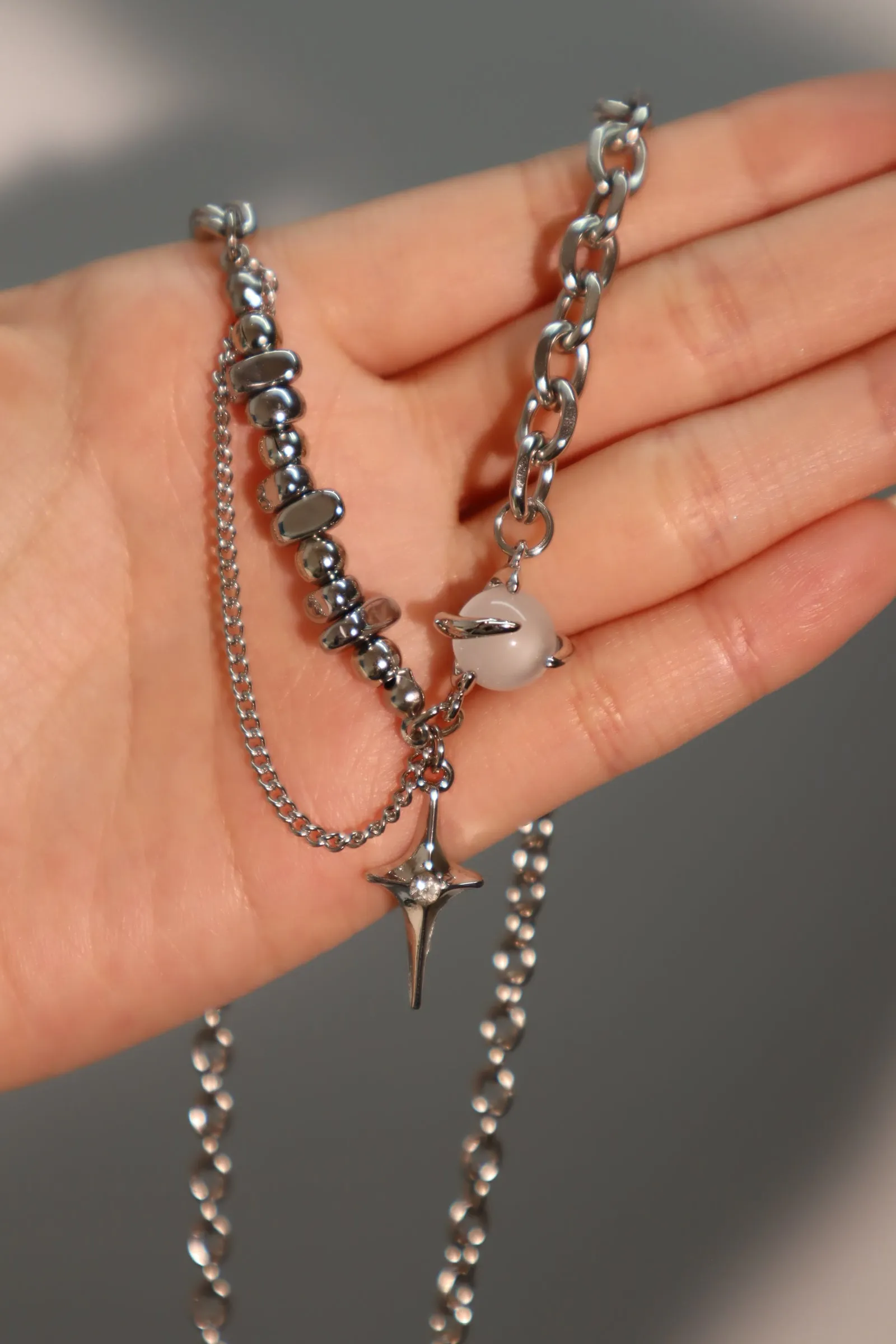 Moon Gem Star Chain Necklace