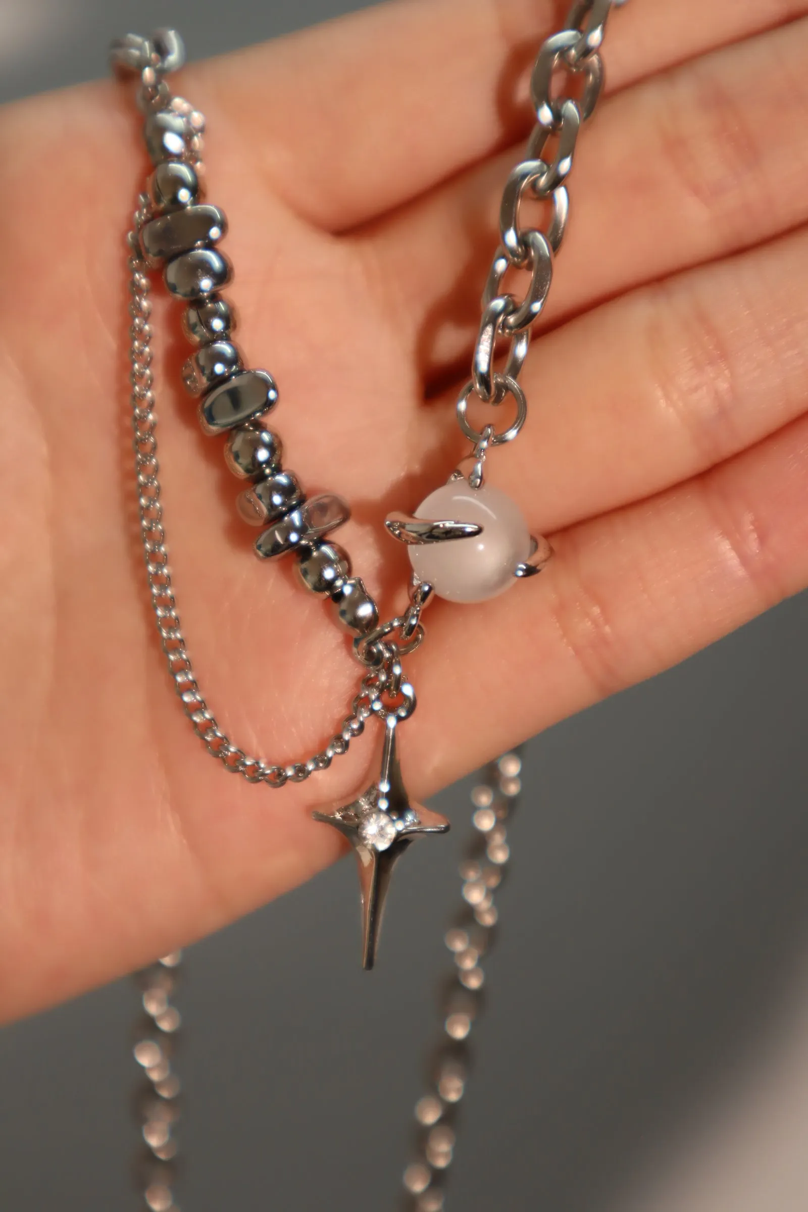 Moon Gem Star Chain Necklace