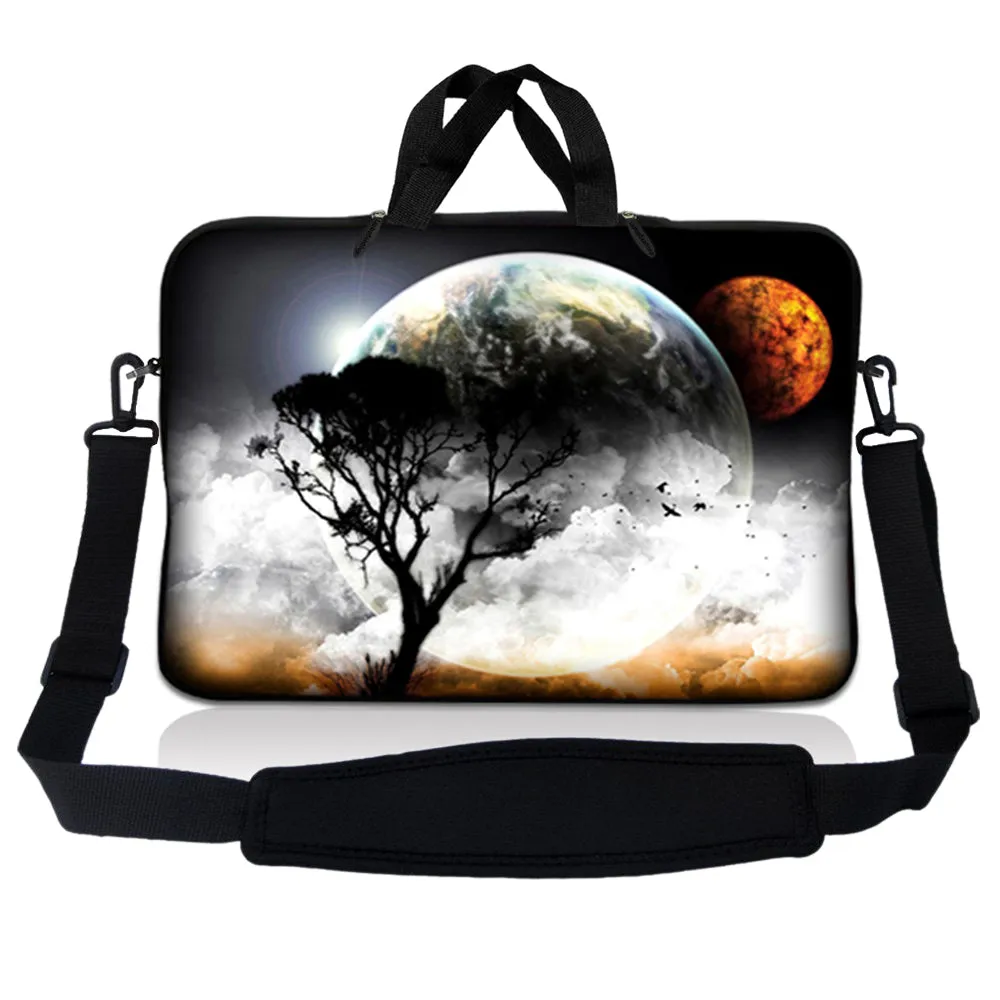 Notebook / Netbook Sleeve Carrying Case w/ Handle & Adjustable Shoulder Strap & Matching Skin & Mouse Pad – Earth and Moon Eclipse