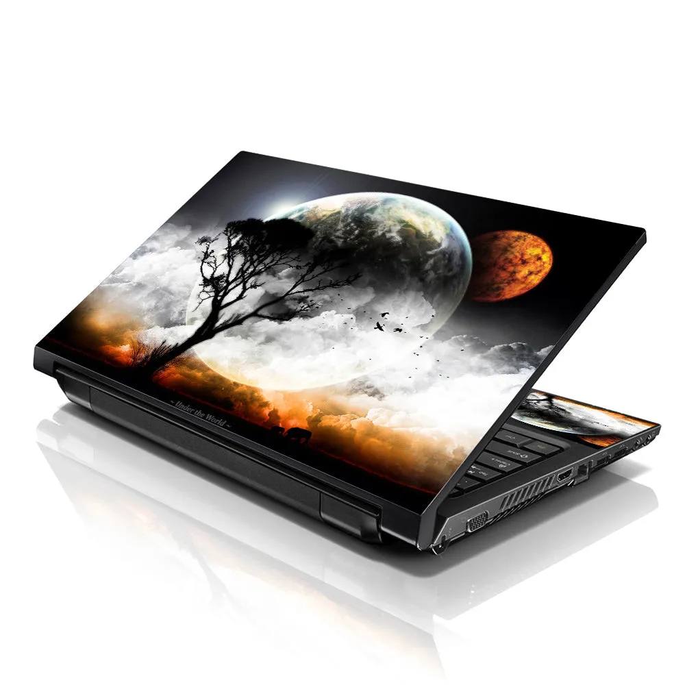 Notebook / Netbook Sleeve Carrying Case w/ Handle & Adjustable Shoulder Strap & Matching Skin & Mouse Pad – Earth and Moon Eclipse