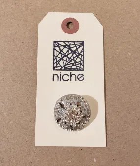 Silver Rhinestoned Button
