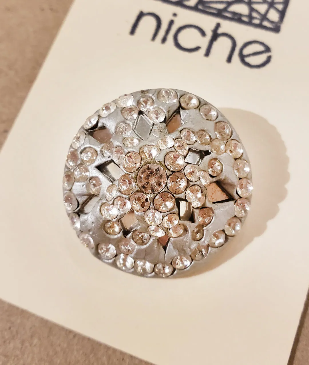 Silver Rhinestoned Button