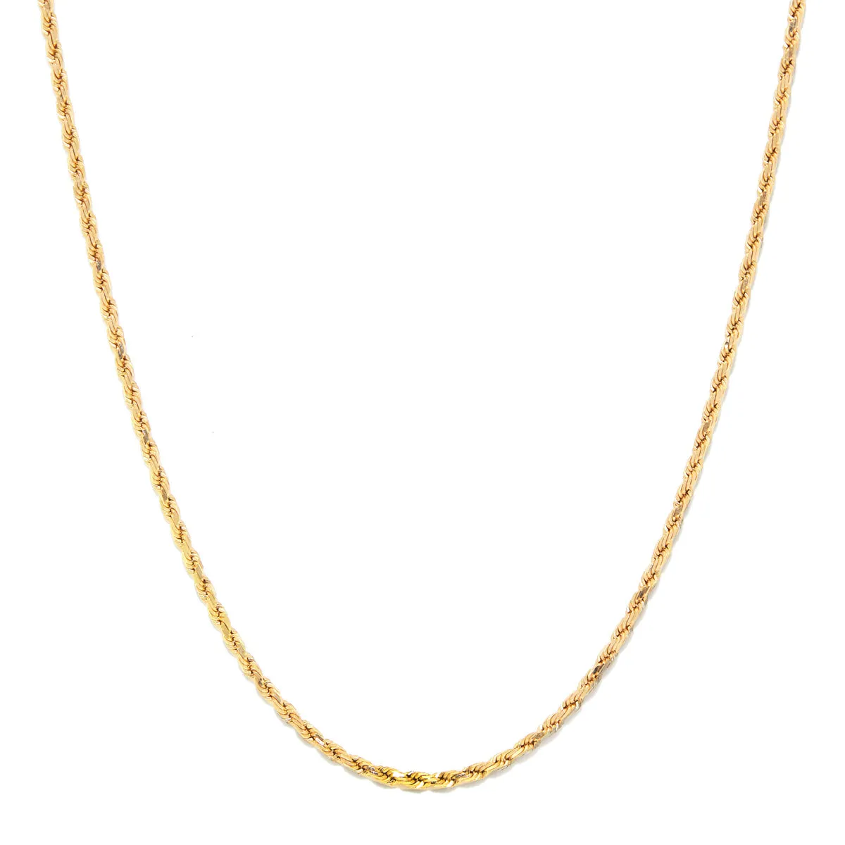 Solid Yellow Gold Rope Diamond Cut Chain