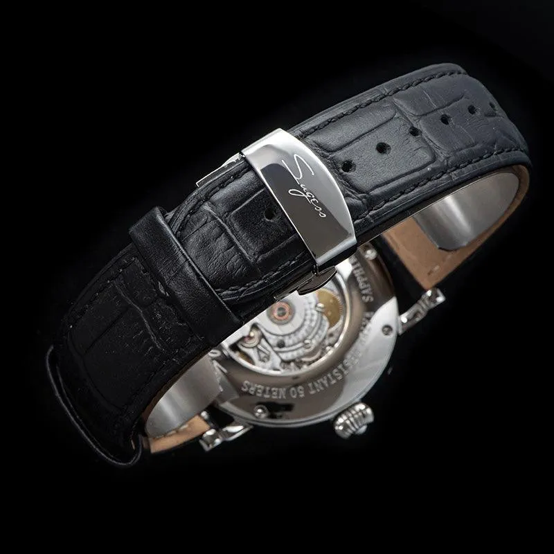 Sugess automatic mechanical men's watch moon phase luminous multi-function 2108 watch waterproof business 28 diamond star seagull dream