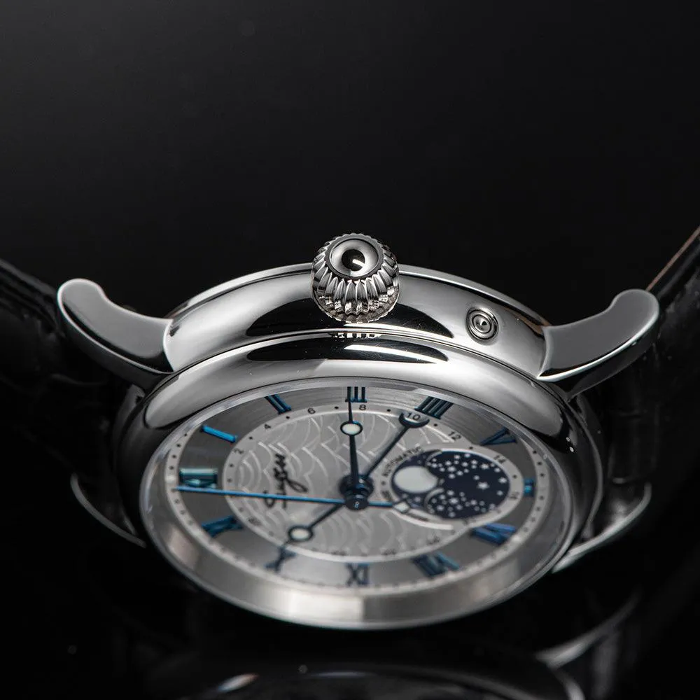 Sugess automatic mechanical men's watch moon phase luminous multi-function 2108 watch waterproof business 28 diamond star seagull dream
